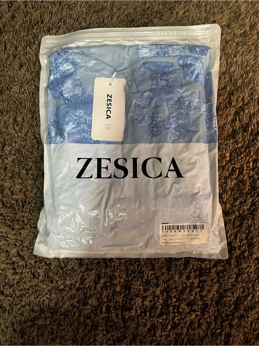 ZESICA Light Blue Floral Lace Women’s Dress